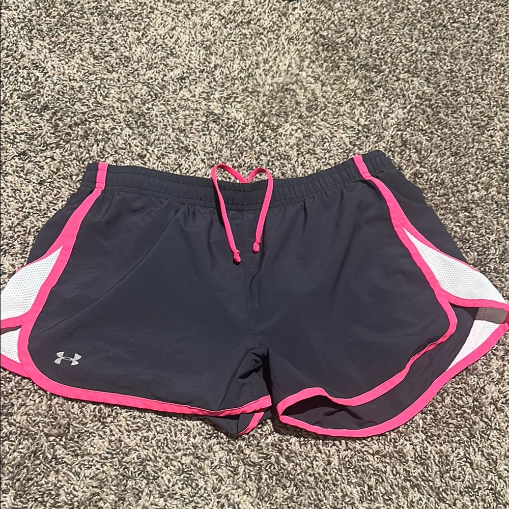 Under Armour Black and Pink Athletic Shorts Moisture-Wicking